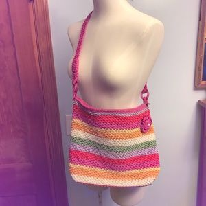 The Sak crocheted 🌈 rainbow flower pin bag